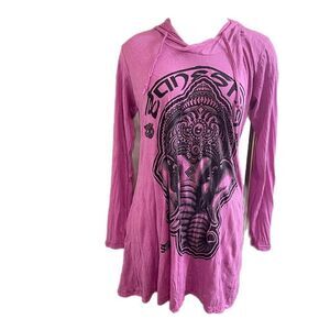 Sure Design Elephant Purple Top Blouse Shirt Hoodie Size Medium